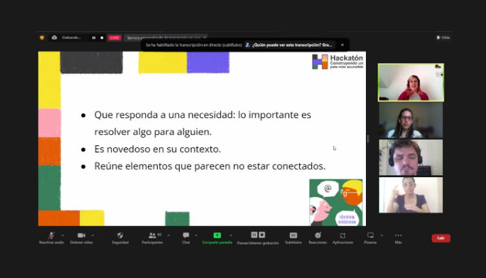 Captura de un encuentro virtual de la Hackaton.