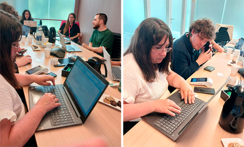 Parte del equipo de Libertate en las oficinas de Prisma realizando pruebas de accesibilidad